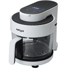 日本NICOH 光波玻璃氣炸鍋ARF-03W，透明可視，健康少油，多功能氣炸烤箱, 白色, ARF-03W