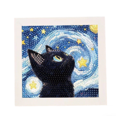 DIY 명화 그리기 고양이 요소 다이아몬드 그림 별밤 고양이 요소, 1개, 다양한 색상