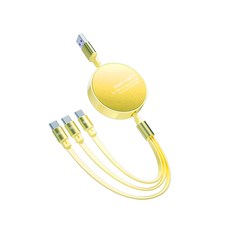 샤이니파워 3in1 66w데이터전송 all C타입 고속충전 케이블, 1개, 엘로우, 110cm