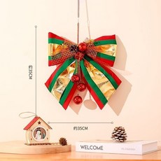 【聖誕熱賣 】圣誕花環蝴蝶結圣誕節高顏值懸掛新款掛飾 免打孔圣誕裝飾酒店布置, 1個, 經典圣誕大蝴蝶結