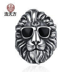 歐美風滴膠鈦鋼戒指不掉色高級感獅子頭戒指男士