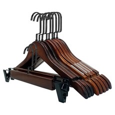 復古實木衣架褲夾，無痕防滑設計，宿舍收納晾曬架, 1個, 男裝 復古B11黑扁鉤10CM,10個裝