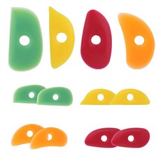 부드러운 도자기 갈비 12개 실리콘 트리밍 갈비 다양한 스타일의 실용적인 세라믹 쉐이핑 도구 매끄러운 쉐이핑 진흙 던지기 (4가지 색상) 114650, 4