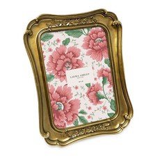 Laura Ashley (12.7 x 17.8cm(5 x 7인치) 빈티지에서 영감을 받은 심플하고 화려한 사진 프레임 화이트 골드 엣지 수평 및 수직 테이블 탑 및 벽 디, 1개