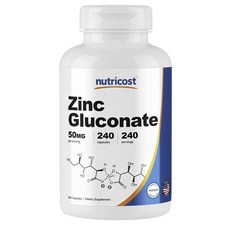 nutricost 葡萄糖酸鋅膠囊 50mg, 240顆, 1罐