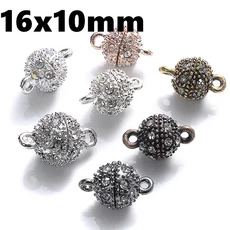 원형 자석 연결 걸쇠 비즈 라인석 참 펜던트 DIY 커플 마그네틱 버클 쥬얼리 팔찌 14mm 16mm 5 세트, 11 style18