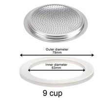 커피 고무 링 실리콘 모카 씰 필터 스크린 에스프레소 메이커 포트 특수 교체 액세서리, 9 cup sieve