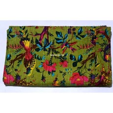 노란 꽃새 칸타 퀼트 리버서블 침구 침대 스프레드 담요 히피 보헤미안 퀼팅 킹/퀸 홈 데코 새 2 베개 커버(60X90인치), 60X90인치