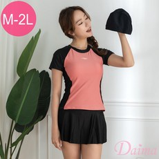 Daima 兩件式女泳裝 短袖上衣裙褲套裝