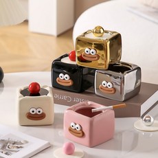 펀펀상사 뚜껑있는 세라믹 재떨이, 1개, 상큼핑크