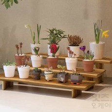 2ndok 원목선반 화분선반 90cm 거실화분정리대, 티크 원목화분진열대 (90cm 소)