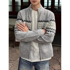 高級感費爾島提花毛衣男秋冬新款圓領拉鍊長袖外套男