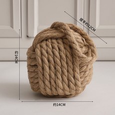 桃園出貨 防撞門檔 地中海風 圓形門阻 創意裝飾 家用餐廳 棉麻防撞球 防滑門擋, 方形門擋棕色麻繩款, 1個