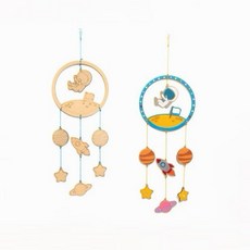掛飾風鈴 捕夢網 DIY手作 材料包 親子手作 木質掛件 房間佈置, 1個, 宇宙