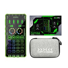 KOORFLY KF-X9 오디오 인터페이스 마이크 세트 [야외방송 풀패키지] 휴대용 사운드카드 노이즈캔슬링 버스킹 유튜브, 블랙 그린 (Black Green), KF-X9 [야외풀세트] 마이크+가방포함