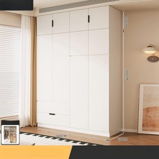 붙박이장10자 서랍형 여닫이 안방 10자 손잡이 장롱, 전문가 설치, 웜화이트 140x50x180 + 상단