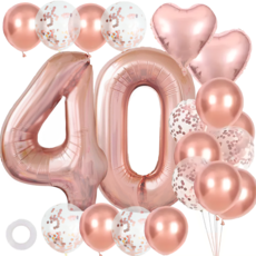 파파 파티 로즈골드 콘페티 하트 대형 숫자 풍선 세트, 1개, 40