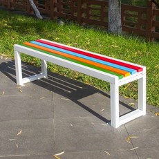 야외용 벤치 공원 장의자 스테인리스 정원 옥외용 광장 대기석, 150x40x45 흰색 테두리