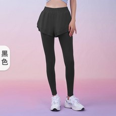 慢跑運動褲 瑜珈健身假兩件長褲 防走光網紗運動褲