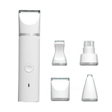 4合1多功能寵物剃毛器 磨甲刀 IPX7防水 USB充電 狗貓電推剪 剃毛刀 寵物用品, 1個, 白色