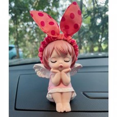 DFMEI 汽車車內裝飾品擺件車載用品車上香水女神車飾中控臺香薰女生樹脂, 1個, 粉安妮擺件單個:如圖