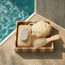 딜라이트홈 힐링우드 목욕용품세트(빗/각질제거/샤워볼/마사지봉), 단일