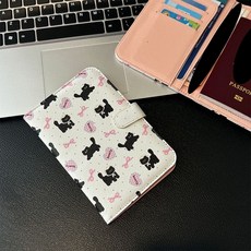 귀여운 카툰 동물 지갑 여행용 RFID차단 여행용 여권파우치 지갑 여권 수납 케이스(외출 여행 시 여권 수납에 필수품), 【나비고양이】