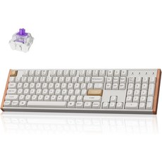 Keychron K10 HE 홀 효과 무선 키보드- 알루미늄 + 목재 프레임 Mac Windows Linux용 풀사이즈 커스텀 RGB, White, 하얀색
