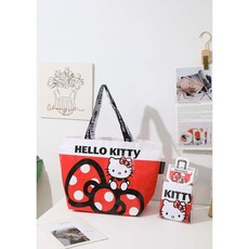 Hello Kitty 헬로키티 접이식 방수 쇼핑 숄더백 휴대용 타포린 장바구니, 3, 1개