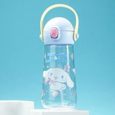 릴팡 산리오 시나모롤 몰리 원터치 어깨끈 빨대 트라이탄 물통 470ml 블루