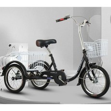 성인세발자전거 짐캄 바구니 어르신 삼륜 삼발이, 1개, 1cm, H. 16인치 와인레드 B