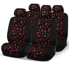 DAISY 데이지Inner 레드 체리 카시트 커버 풀 세트 매칭 헤드레스트 포함 전면 및 후면 스플릿 벤치 대부분의 자동차 밴 트럭 SUV에 적합 316421