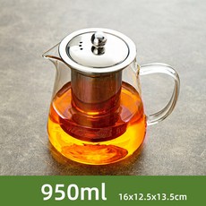 GIANXI 내열유리 티포트 거름망 티포트, 950ml, 1개