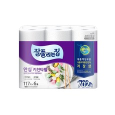 미래생활 잘풀리는집 안심 키친타월 117매 x 6롤 702매 엠보싱 흡수력 펄프 안전성, 잘풀리는집 천연펄프 2겹 안심키친타올 117매 6롤, 1개