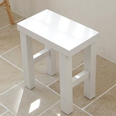 A라인/심플 소나무원목 화장대 의자/스툴, 심플직사각 1인의자, 화이트