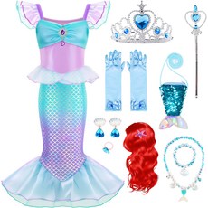 할로윈 코스프레 파티 3-7주년을 맞아 가발 액세서리로 차려진 fhjax 소녀들 인어공주 의상