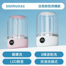 Sanhuo 雙桶內衣洗衣機 藍色粉色 LED顯示, 白色粉色, 免安裝迷你內衣洗衣機-雙機套組（內衣襪子分開洗）