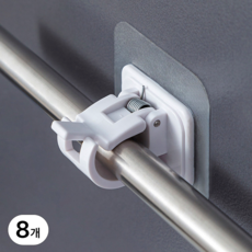 리빙하다 무타공 부착식 압축봉 고정 브라켓 세트, 8개, 화이트