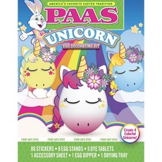PAAS 유니콘 달걀 장식 키트 5개 정 88개 스티커 1개 시트, 1g