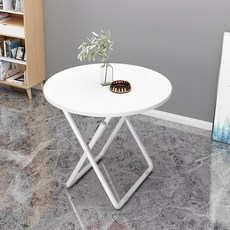 가구느낌 나인 원형 접이식 테이블, 화이트화이트, 2인용