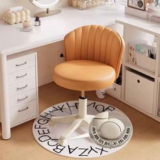 등받이 화장대의자 이동식 바퀴 달린 스툴 높은, 오렌지+화이트 휠