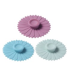 제이_ 해바라기 꽃 모양 말랑말랑한 일체형 실리콘 위생 컵뚜껑 3종 세트, 1세트, 3종 묶음