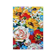 Nikooo 순수한 수제 해바라기 장식 아이템 캔버스 유화 벽걸이 예술 없음 프레임 현대 새로운 추상 꽃 벽 사진, 60x80cm unframed, 01 unframe-251006 (41), 17) 60x80cm unframed - FL34