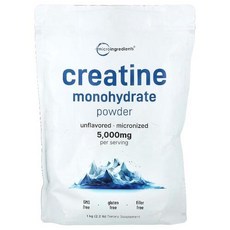 Micro Ingredients 크레아틴 일수화물 분말 무맛 1kg(2.2lb), 997 g