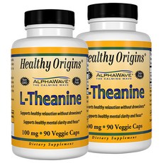 Healthy Origins L-茶氨酸無糖無麩質素食膠囊 100mg, 90顆, 2個
