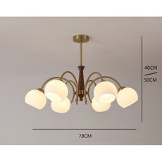 華燈惠 北歐復古吊燈 4頭餐廳燈 臥室燈 小客廳燈 現代簡約燈具 木質玻璃燈罩吊燈 法式輕奢中古風客廳吊燈, 6頭