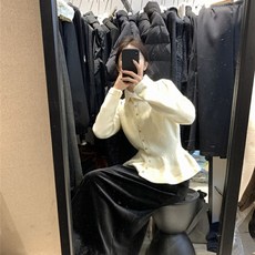 투니스 여성 슬림 웨이스트 단색 니트 가디건