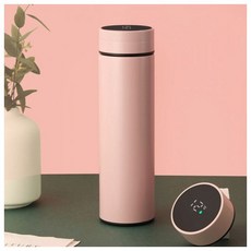 보온보냉 휴대용보온병 여행용보온병 가볍고튼튼 보온효과최고 스마트 LED 온도표시 보온병(500ml) (무광핑크), 보온보냉 휴대용보온병 여행용보온병 가볍고튼튼 보온효과최