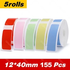 Niimbot D11 D110 D101 H1 미니 라벨 프린터 용지 방수 컬러 스티커 케이블 투명 인쇄 스크래치 방지, [26] 5 Rolls Color