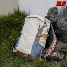 臺灣爆品 雙肩款多功能旅行揹包 女 撞色簡約大容量山地漫步登山包, 卡其